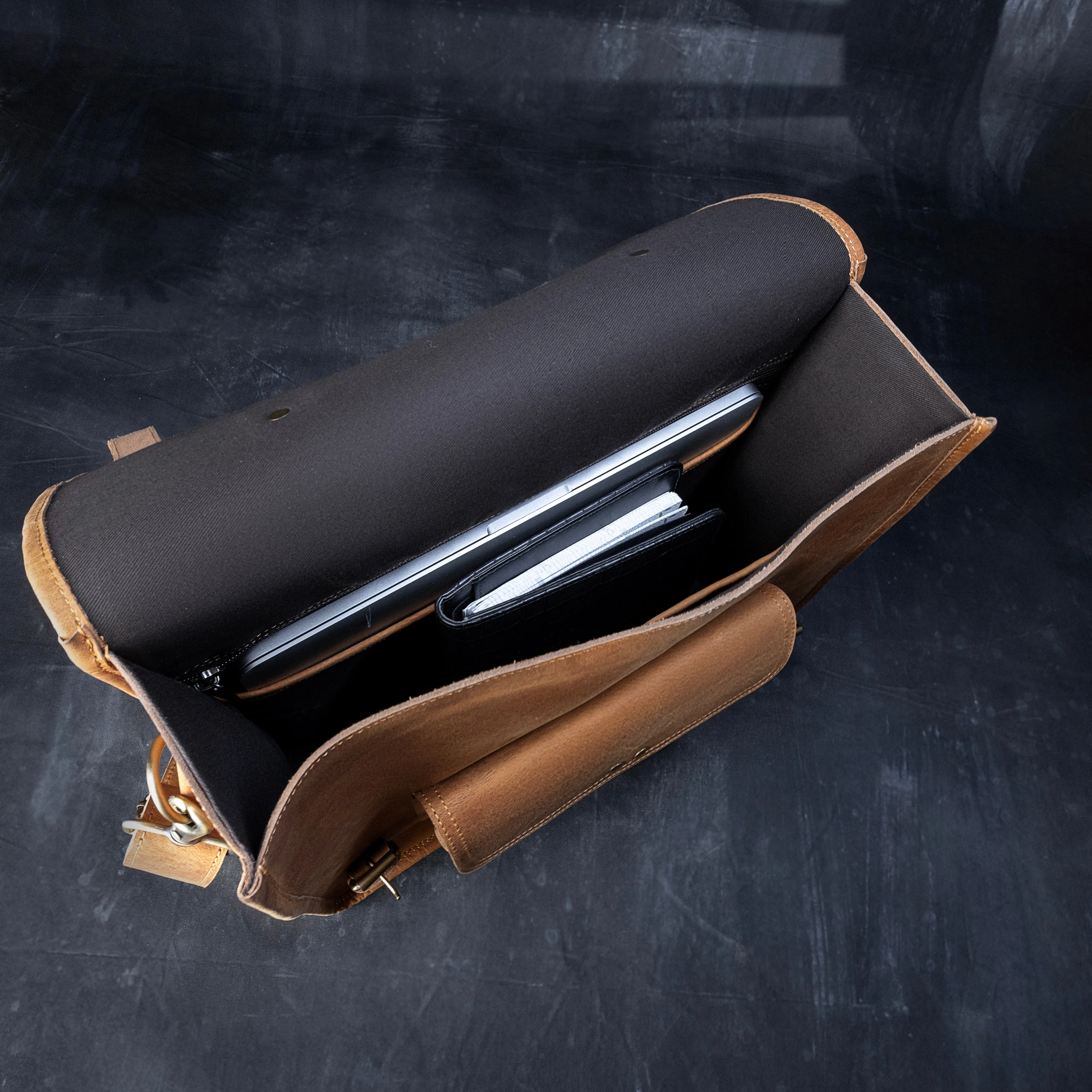 33rd Degree Scottish Rite Briefcase - Wings Down Genuine Cow Leather