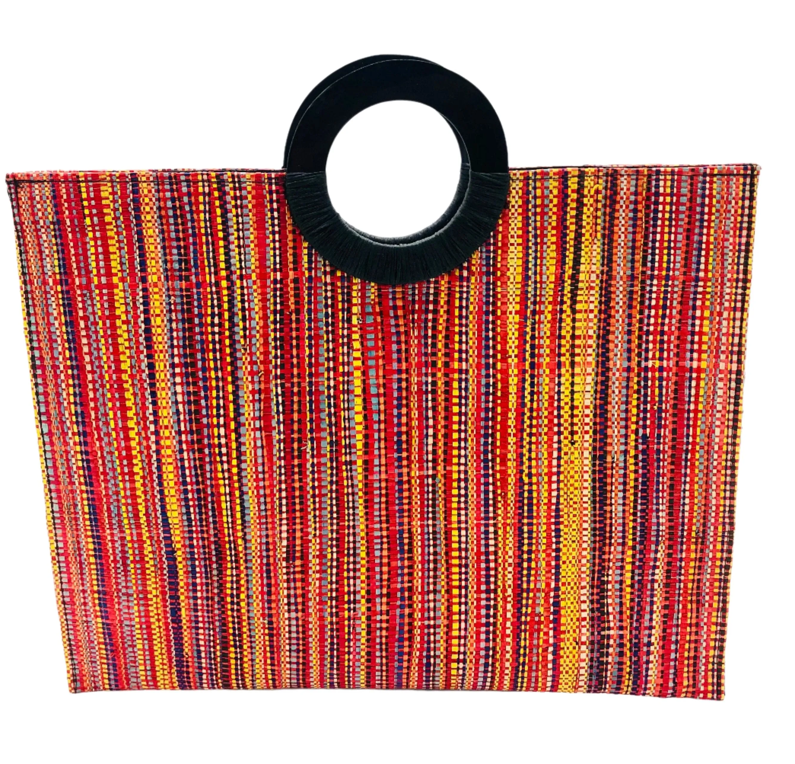 Aria Straw Handbag Briefcase with Horn Handles