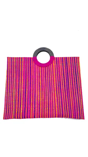 Aria Straw Handbag Briefcase with Horn Handles