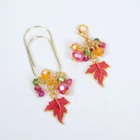 Autumn Whispers Planner Clip or Charm with Enamel Leaf