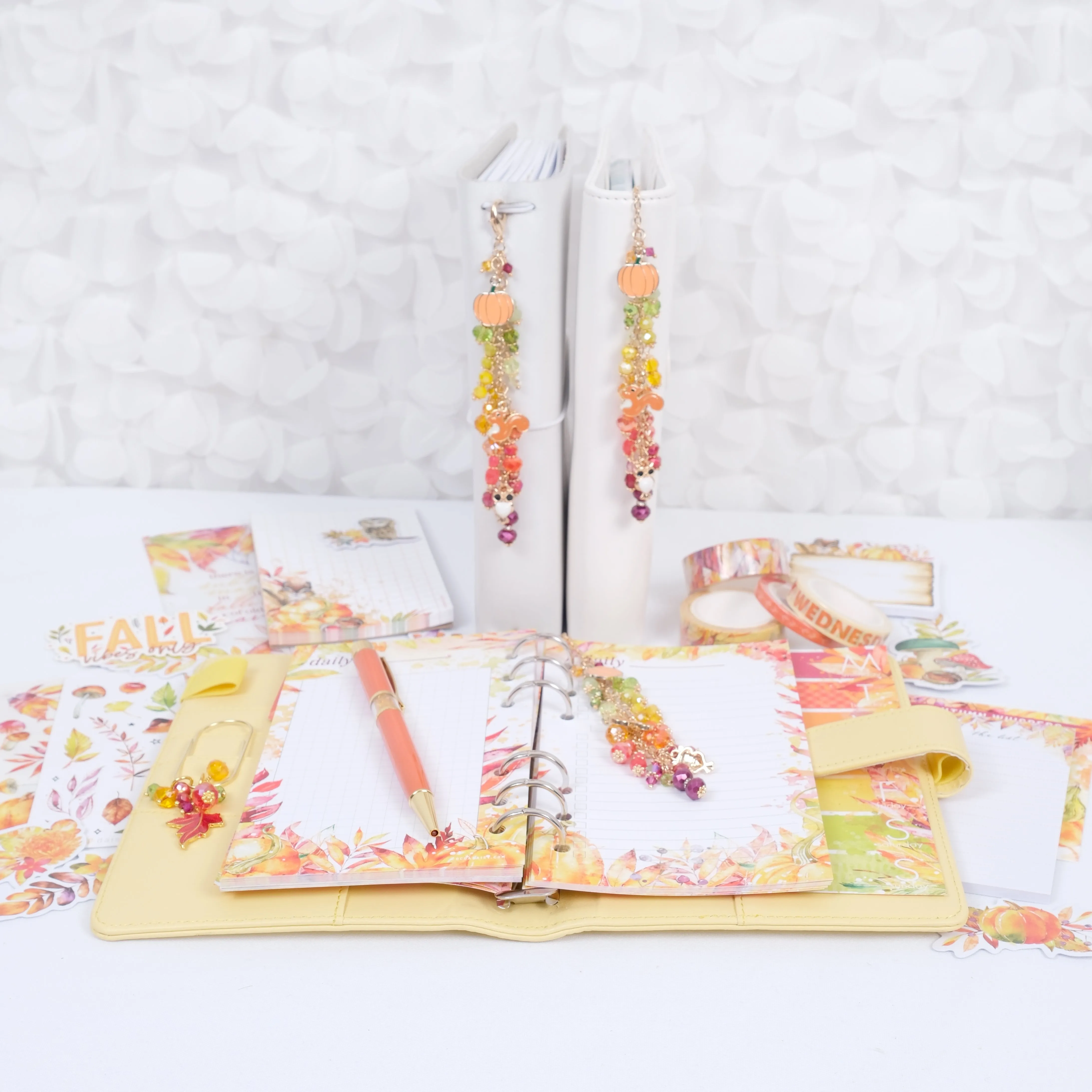 Autumn Whispers Planner Clip or Charm with Enamel Leaf