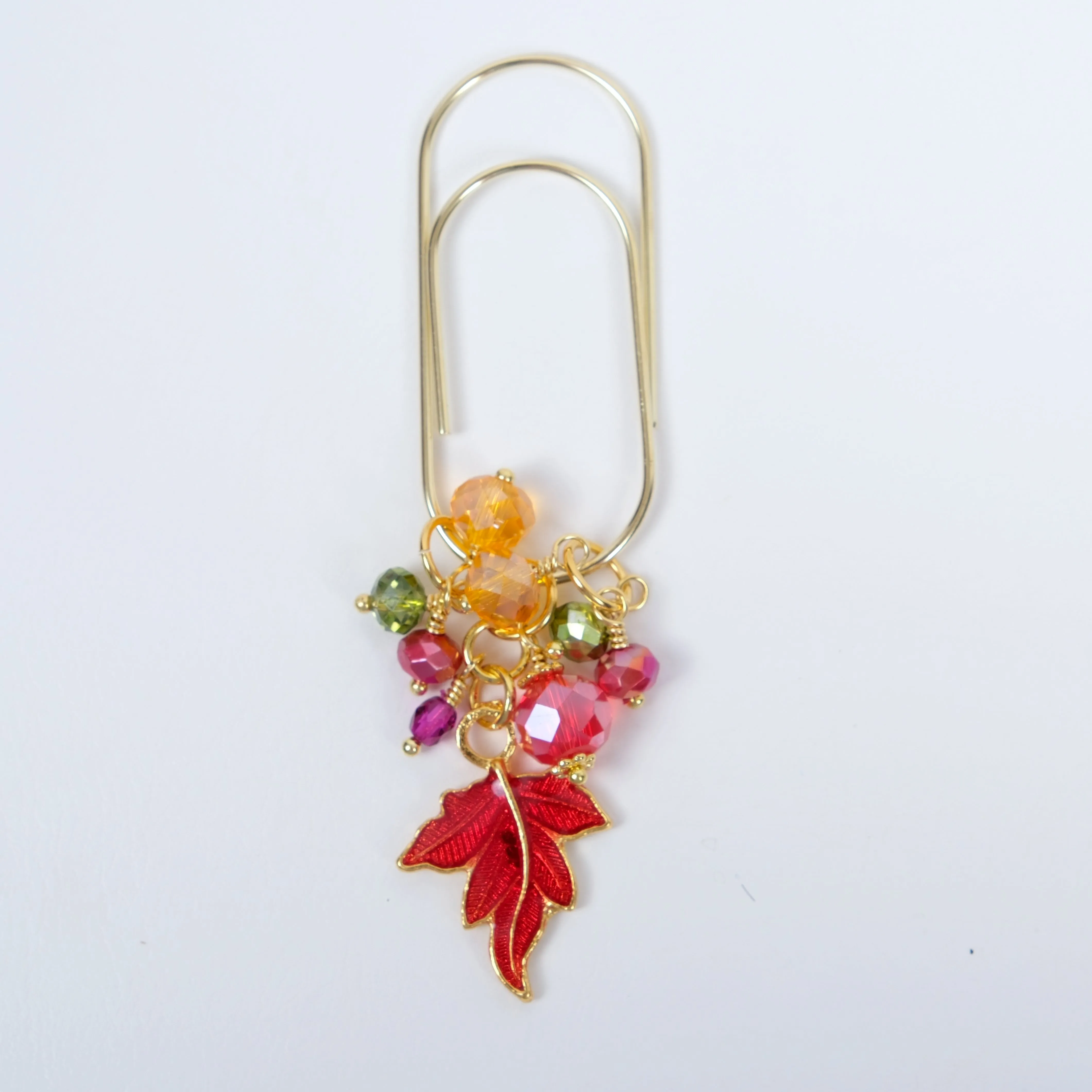 Autumn Whispers Planner Clip or Charm with Enamel Leaf