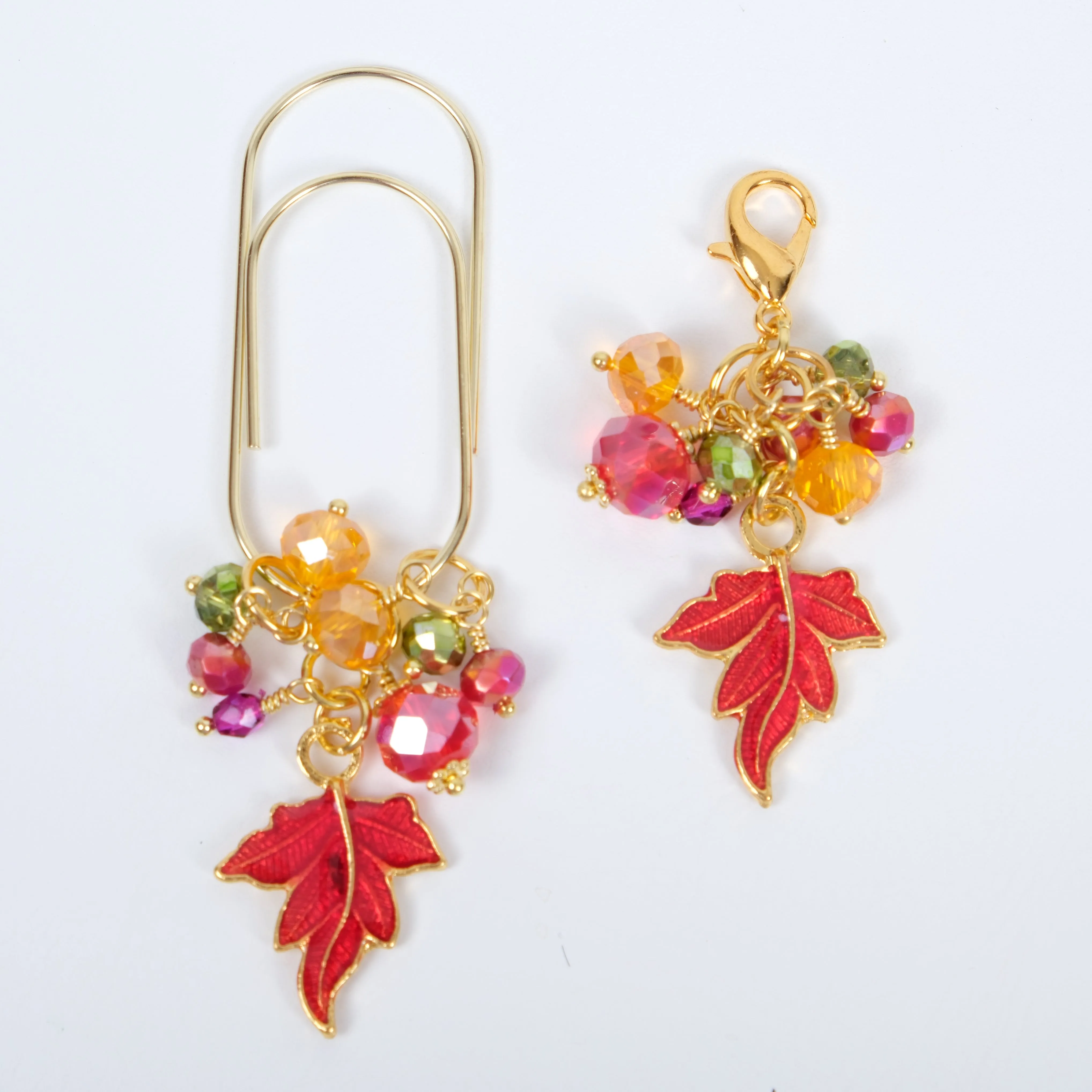 Autumn Whispers Planner Clip or Charm with Enamel Leaf