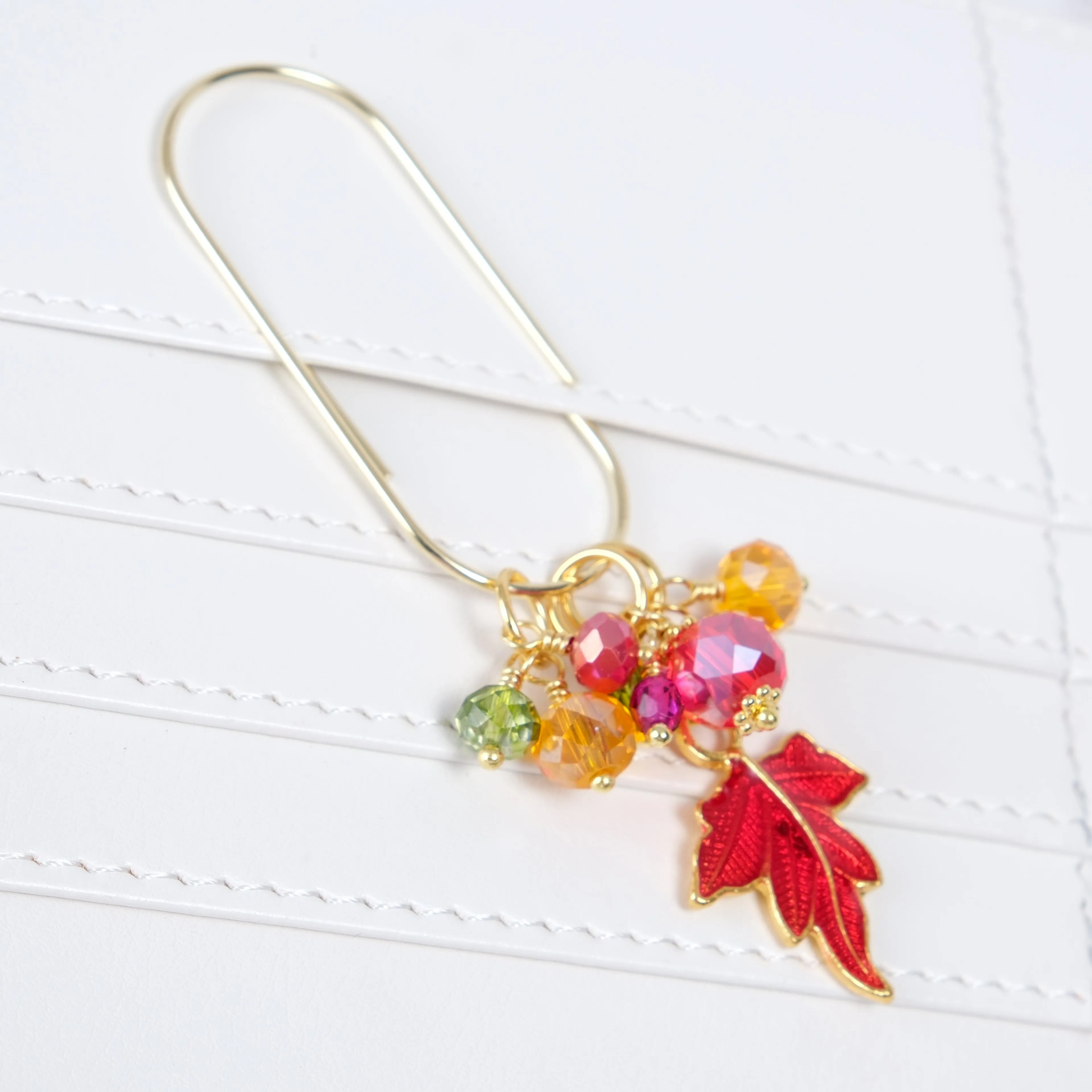 Autumn Whispers Planner Clip or Charm with Enamel Leaf