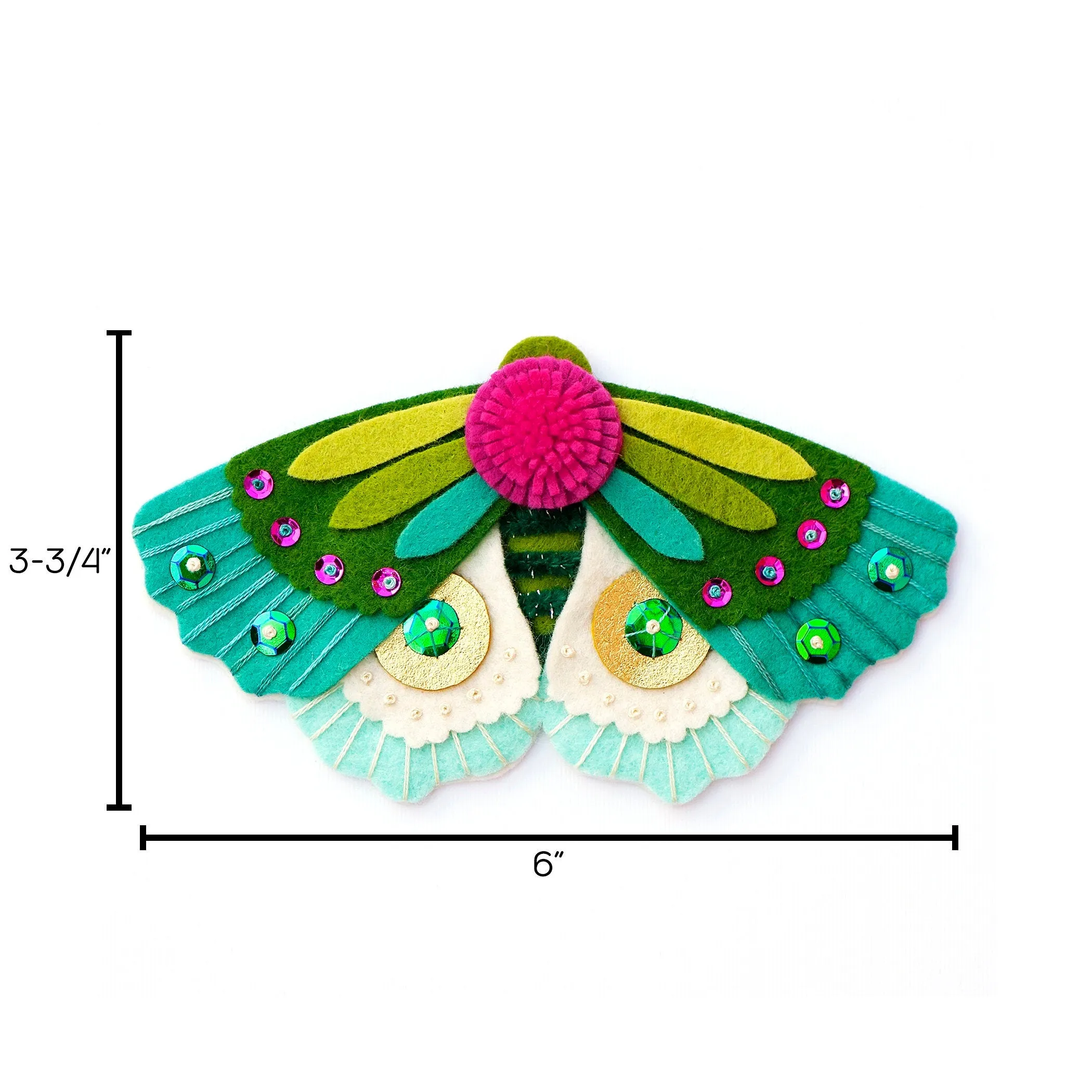 Blue-Winged Moth Wool Felt Ornament PDF Pattern