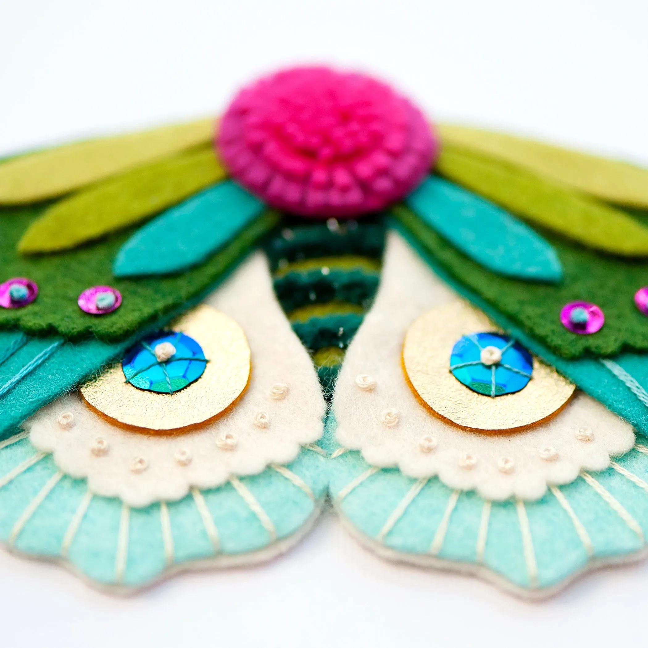 Blue-Winged Moth Wool Felt Ornament PDF Pattern