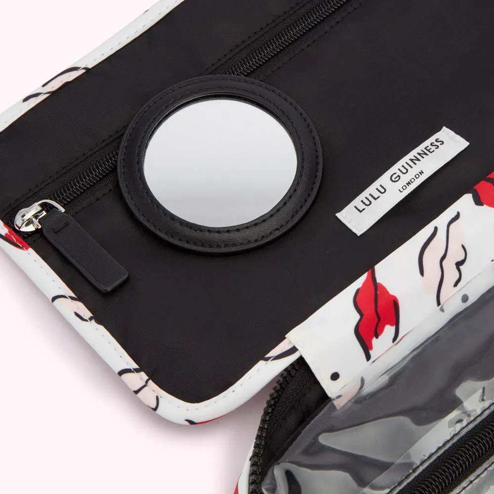 CHALK HANDPAINTED LIP PRINT TRAVEL TOILETRIES BAG