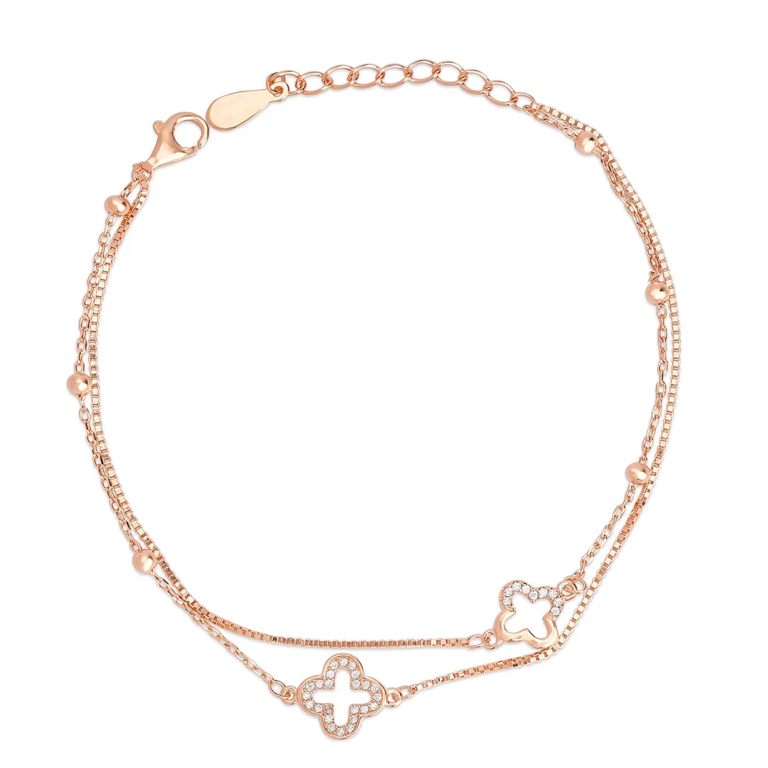 Charming Duo Rose Gold Plated 925 Sterling Silver Bracelet