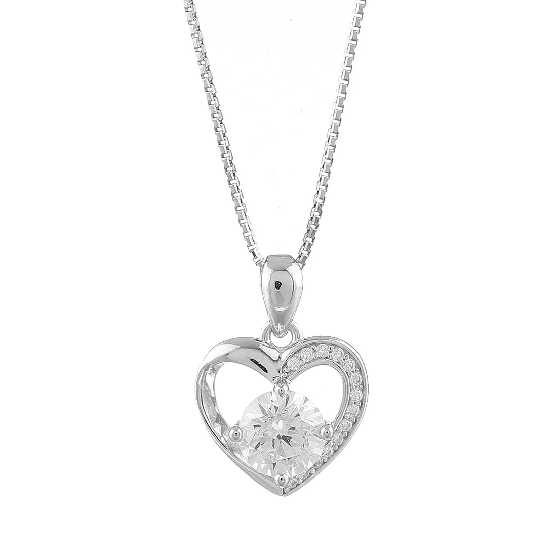 Charming Heart 925 Silver Pendant with Chain