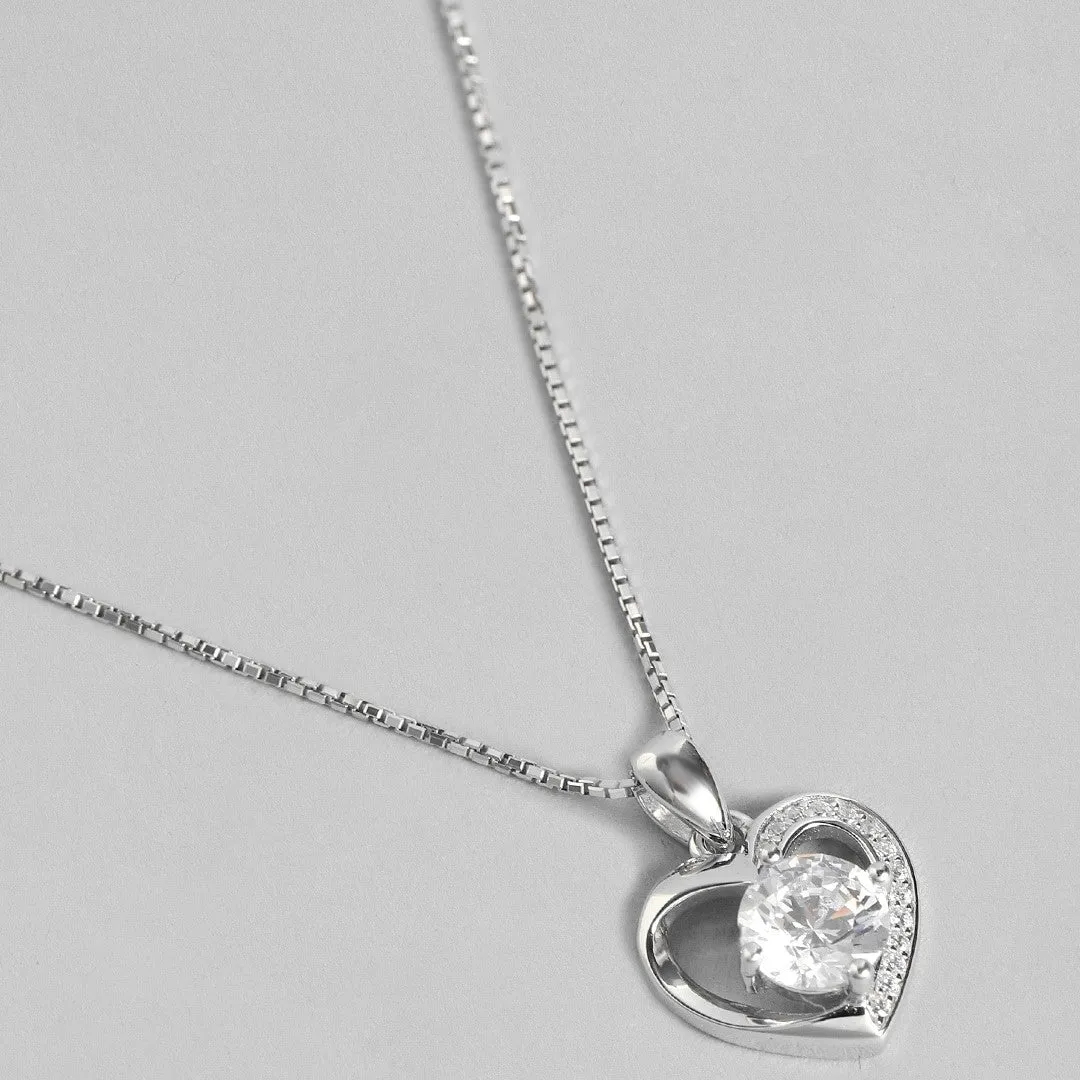 Charming Heart 925 Silver Pendant with Chain