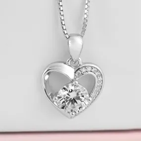 Charming Heart 925 Silver Pendant with Chain