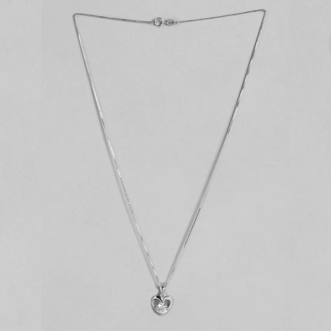 Charming Heart 925 Silver Pendant with Chain