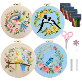 Charming Multicolored Birds Embroidery DIY Kit 20cm