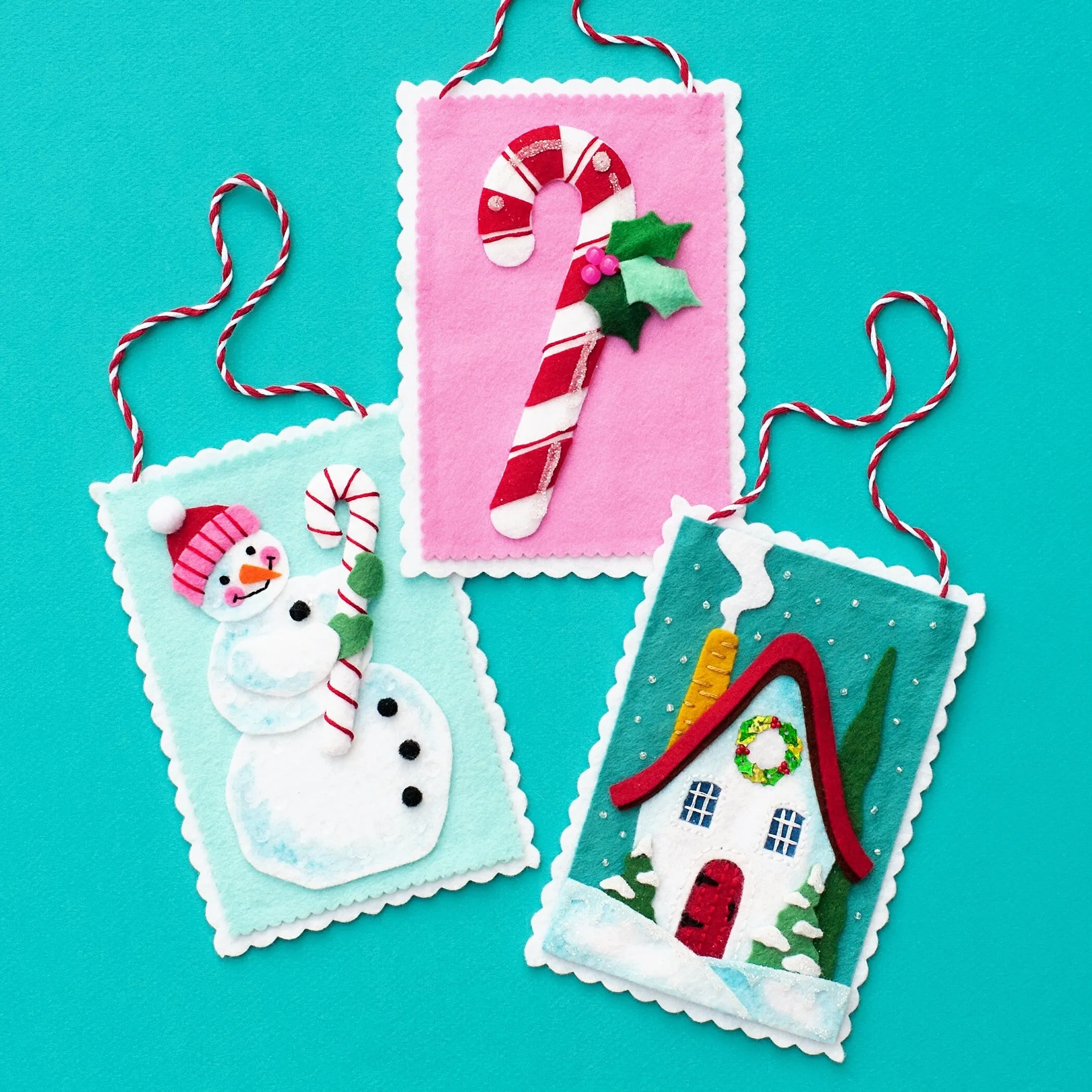 Classic Candy Cane Wool Felt Ornament Supply Kit