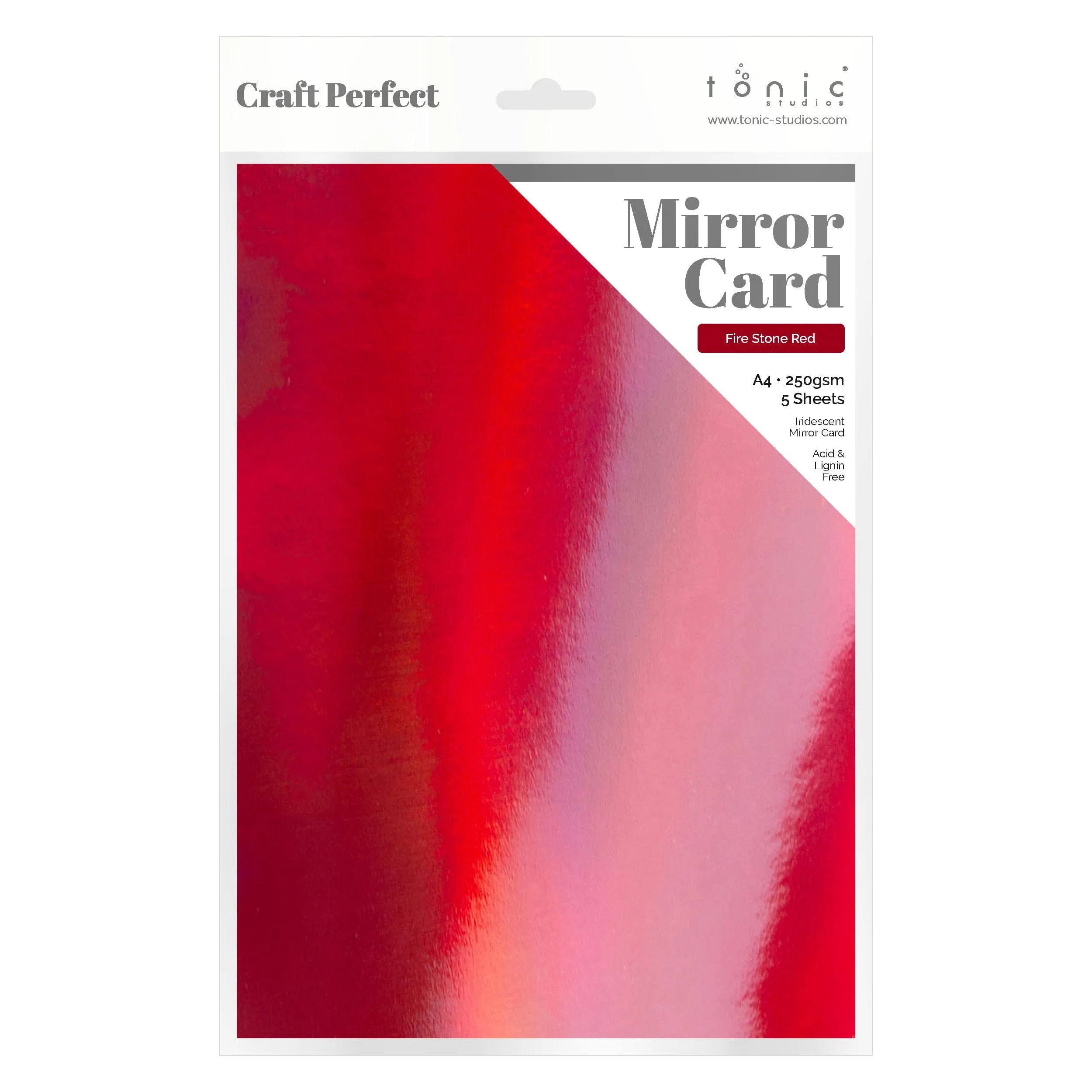 Craft Perfect - Iridescent Mirror Card - Fire Stone Red - A4 (5/PK) - 9770E