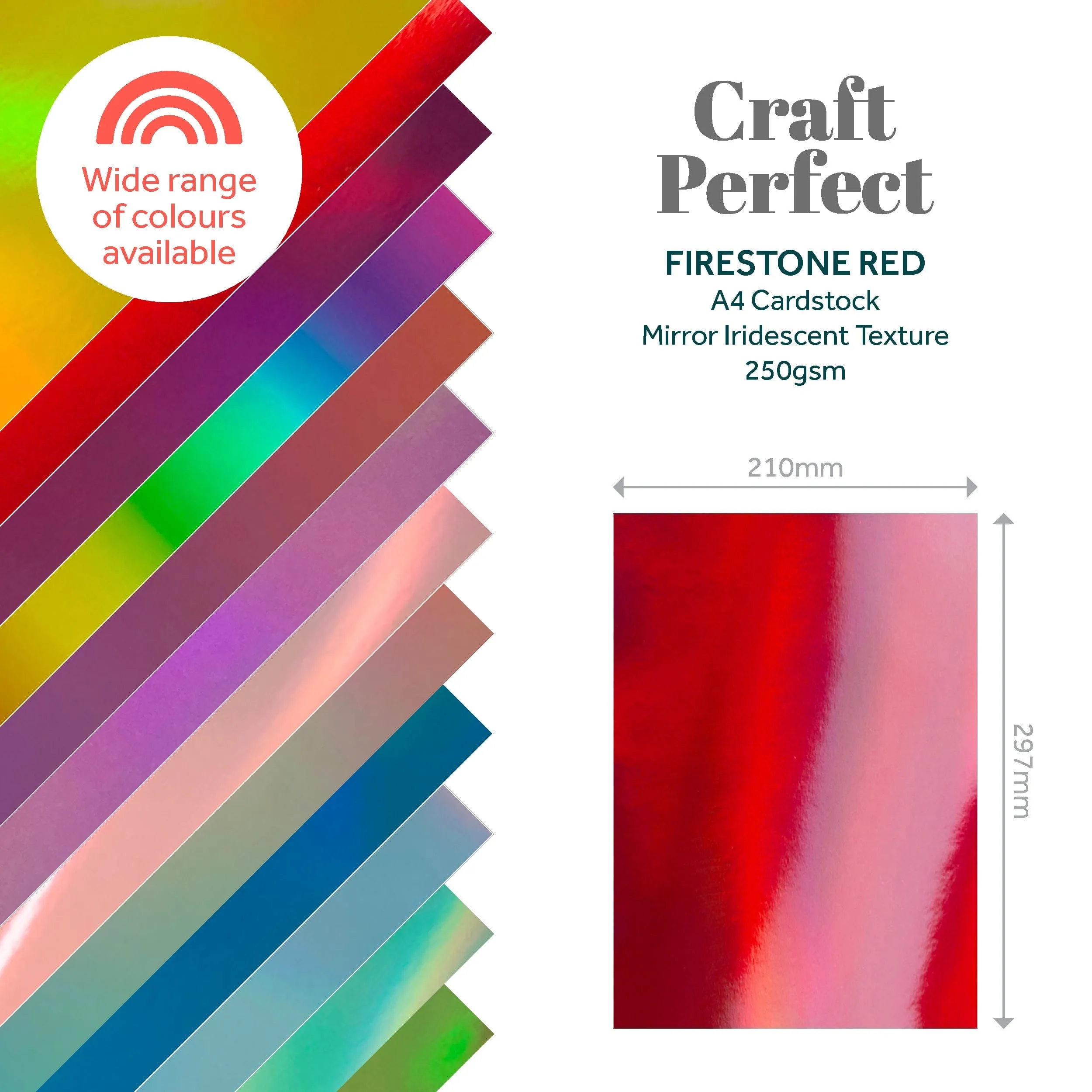 Craft Perfect - Iridescent Mirror Card - Fire Stone Red - A4 (5/PK) - 9770E