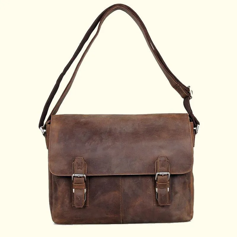 Crazy Horse Buffalo Leather Messenger Bag