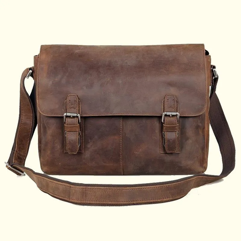 Crazy Horse Buffalo Leather Messenger Bag