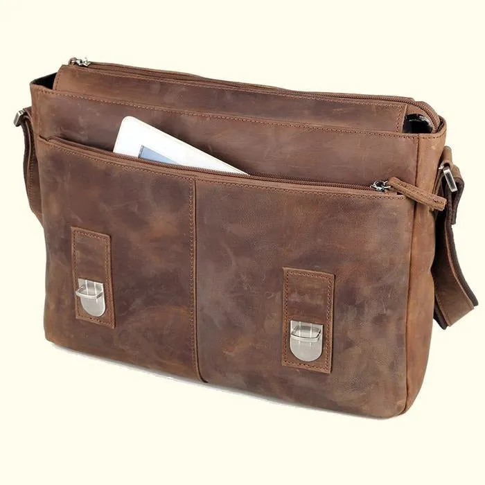 Crazy Horse Buffalo Leather Messenger Bag