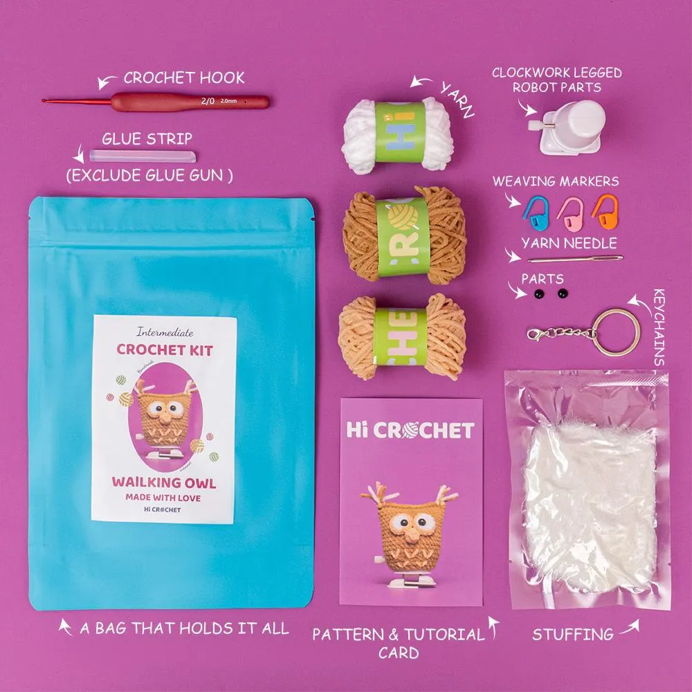 Cute Animal Walking Owl Crochet Kit