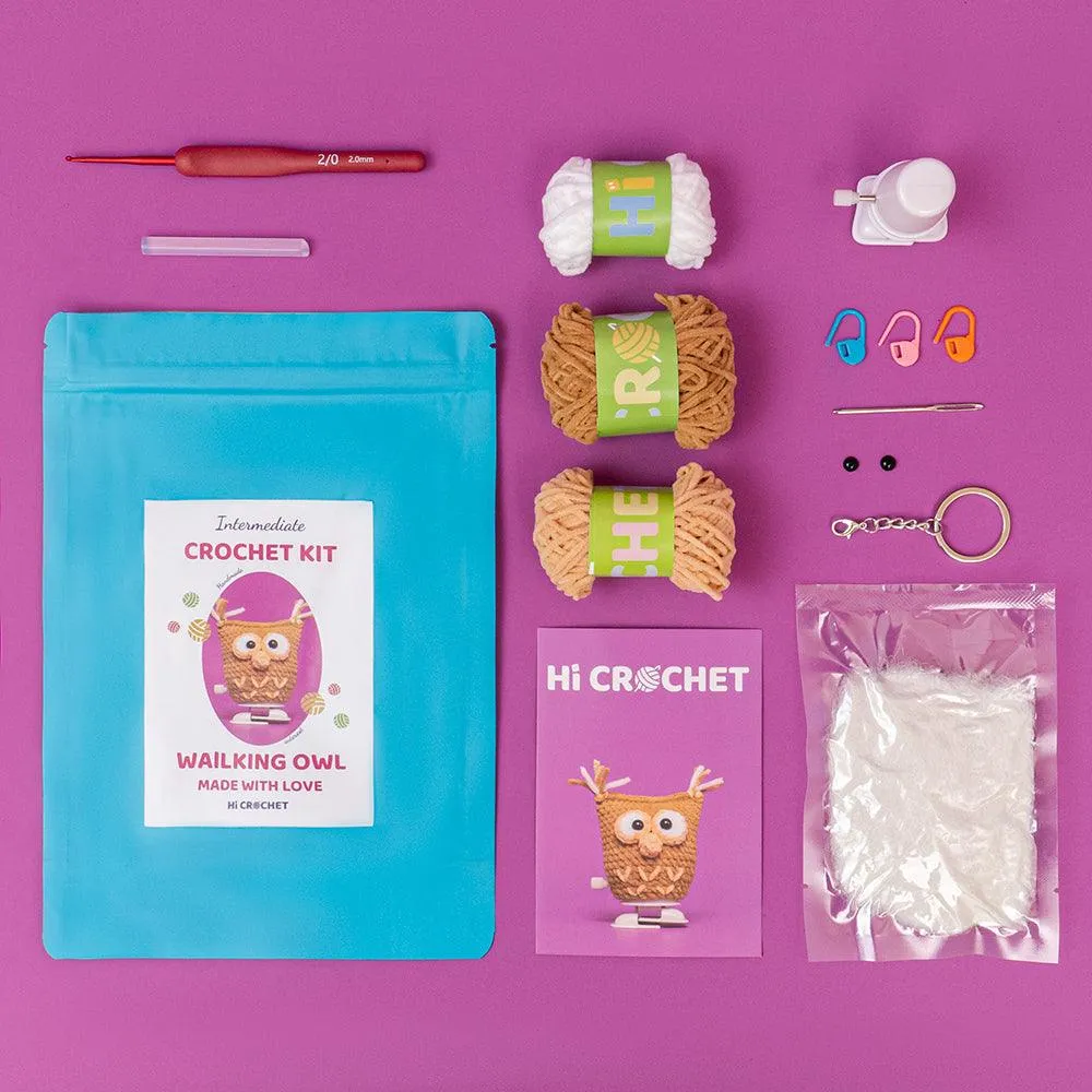 Cute Animal Walking Owl Crochet Kit