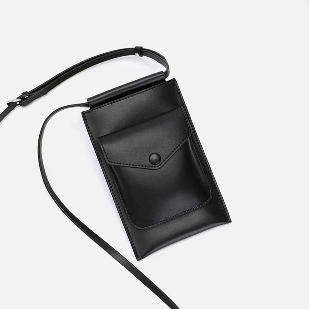 Cute Womens Mini Crossbody Phone Bags Black Leather Shoulder Bag