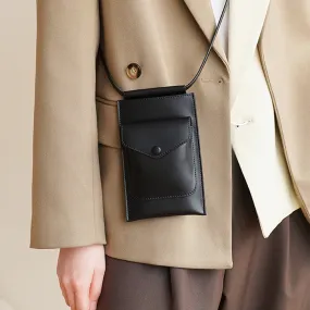 Cute Womens Mini Crossbody Phone Bags Black Leather Shoulder Bag