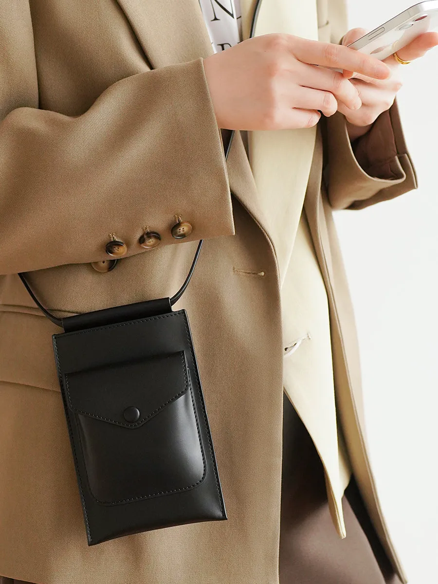 Cute Womens Mini Crossbody Phone Bags Black Leather Shoulder Bag