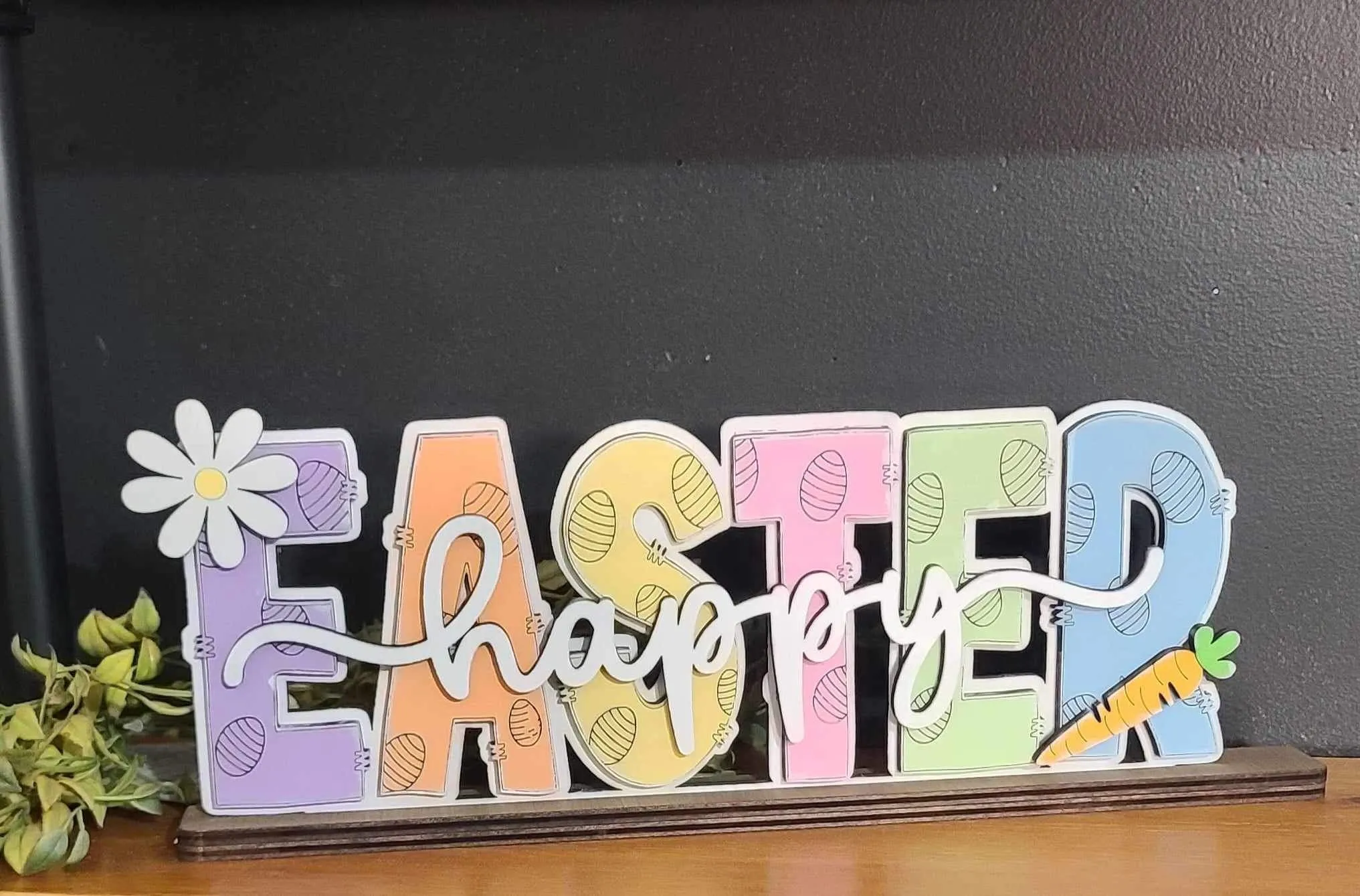 DIY KIT NO SUPPLIES Happy Easter words shelf sitter
