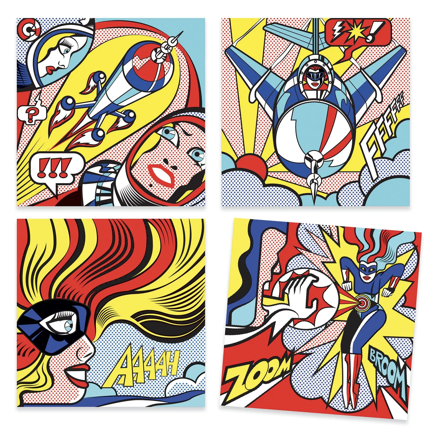 Djeco Superheroes Transfer Colouring Kit Inspired by Roy Lichtenstein  DJ09376