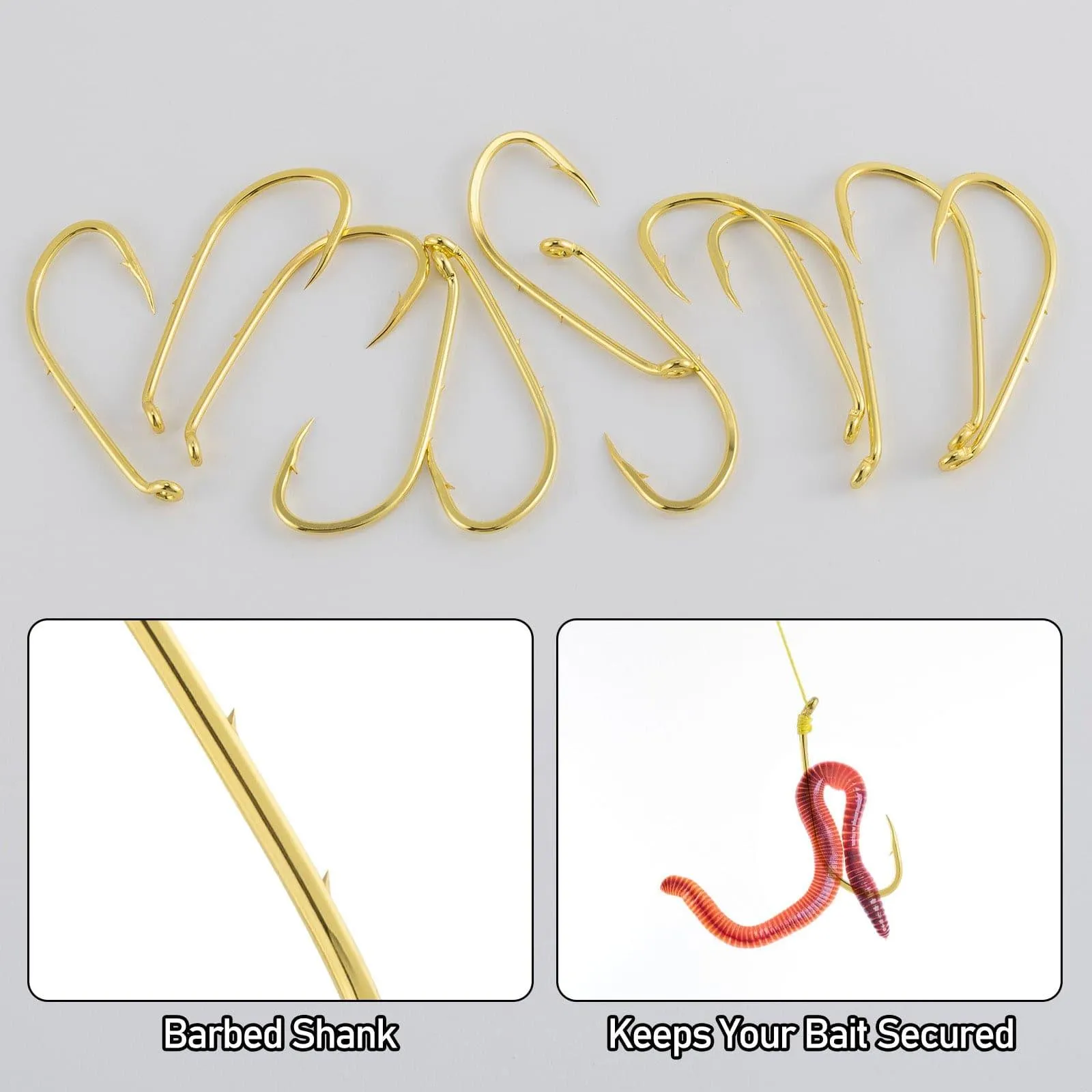 Dr.Fish  100pcs Baitholder Golden  Hooks  #1to5/0