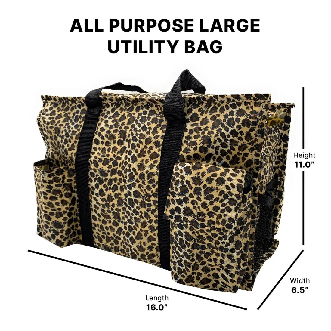 Empire Cove Womens 3 Piece Gift Set Leopard Tote Bag Cosmetic Bag Pouch Mirror