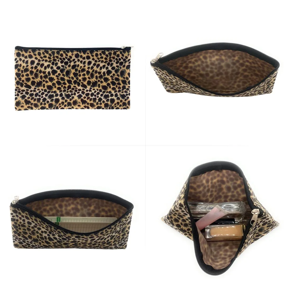 Empire Cove Womens 3 Piece Gift Set Leopard Tote Bag Cosmetic Bag Pouch Mirror