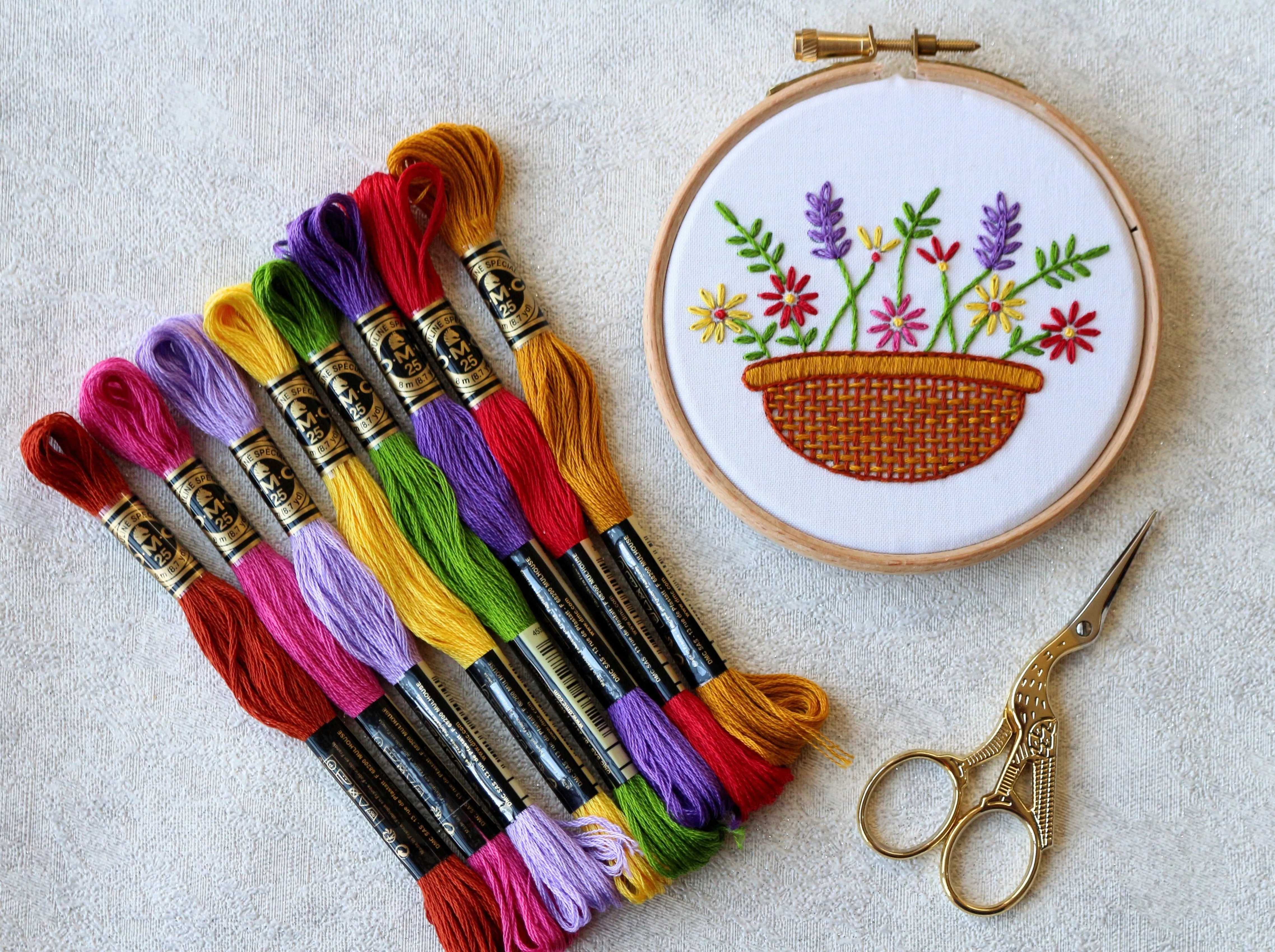 Flower Basket Embroidery Kit