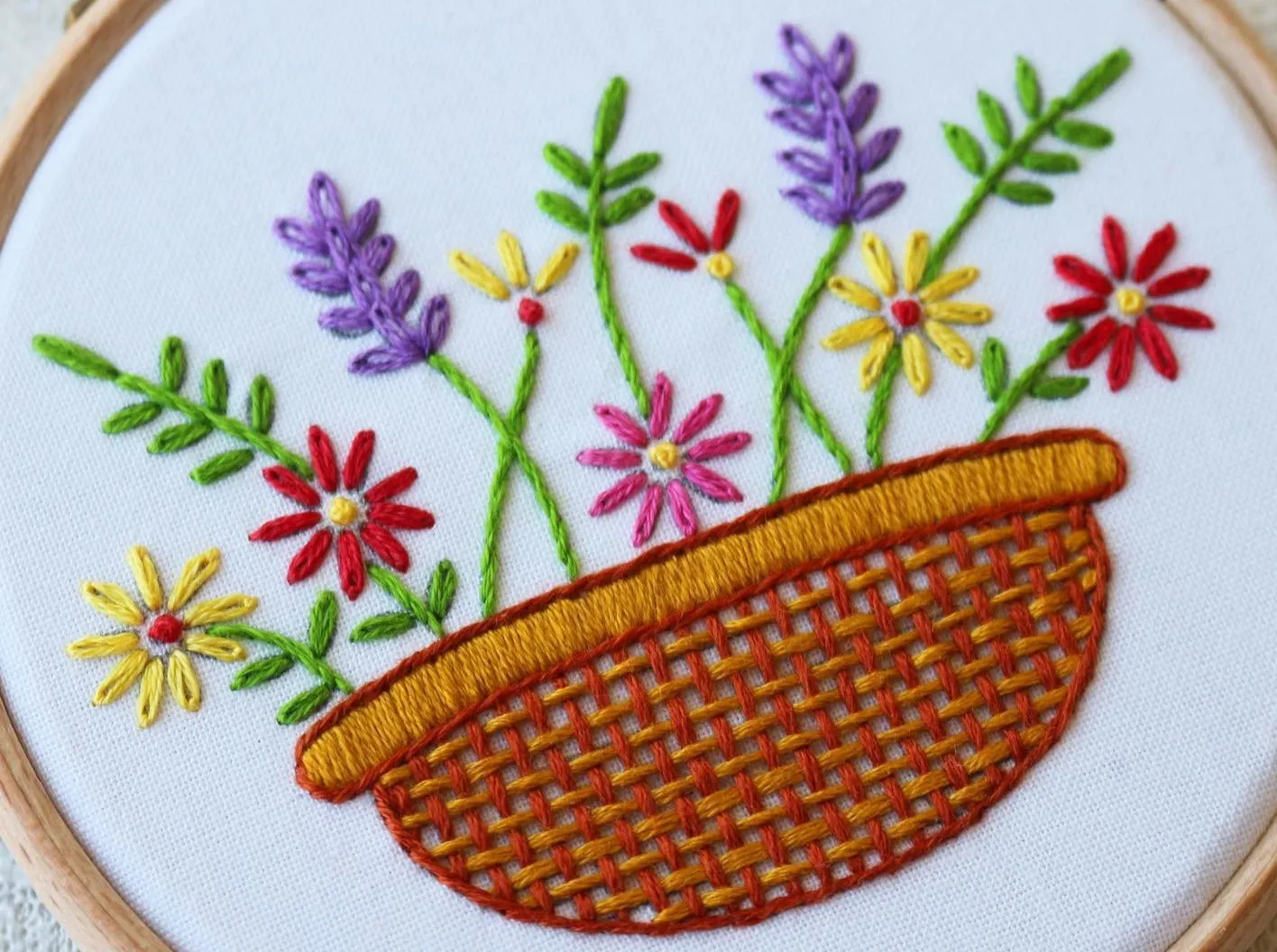 Flower Basket Embroidery Kit