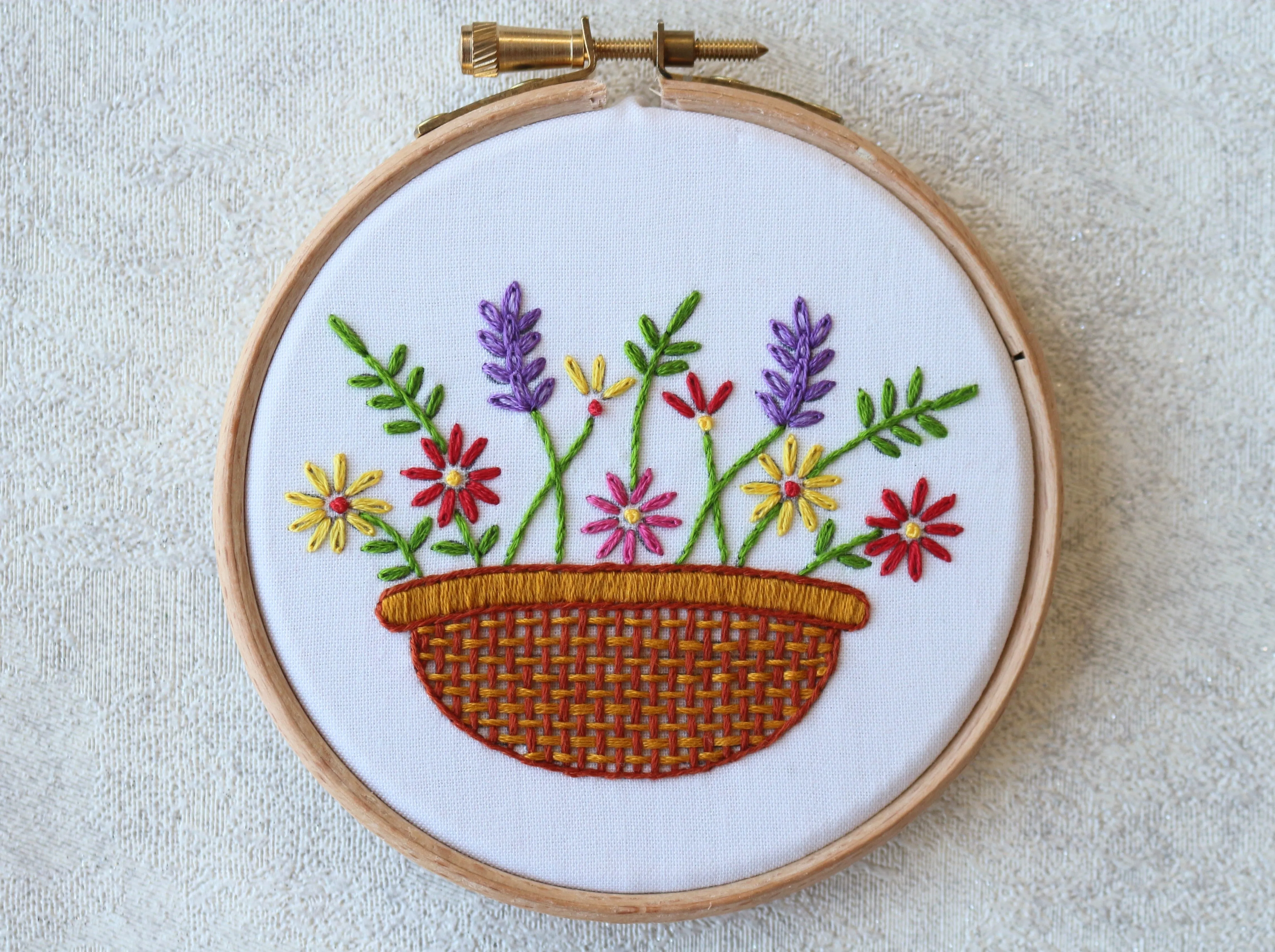 Flower Basket Embroidery Kit