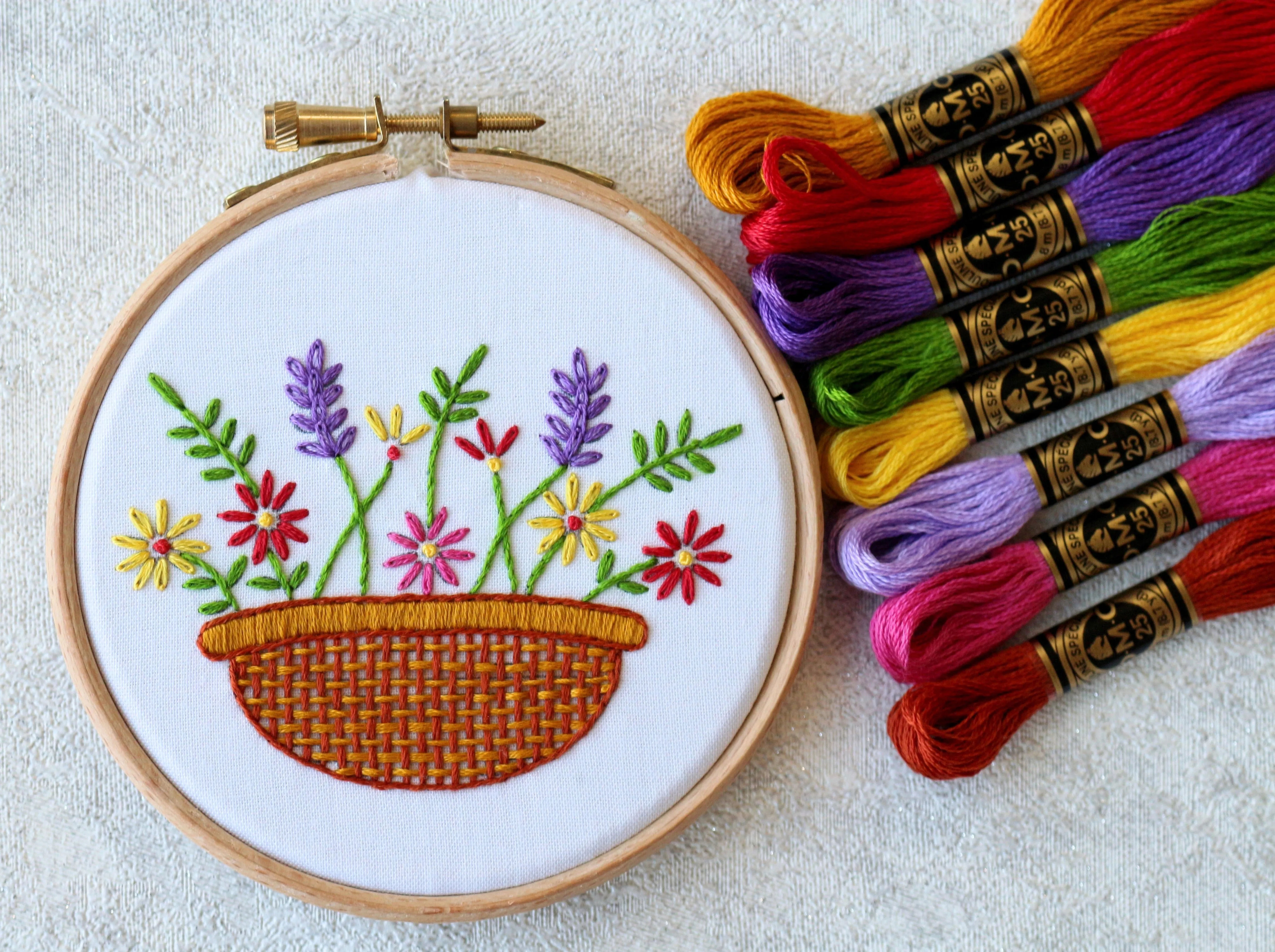 Flower Basket Embroidery Kit