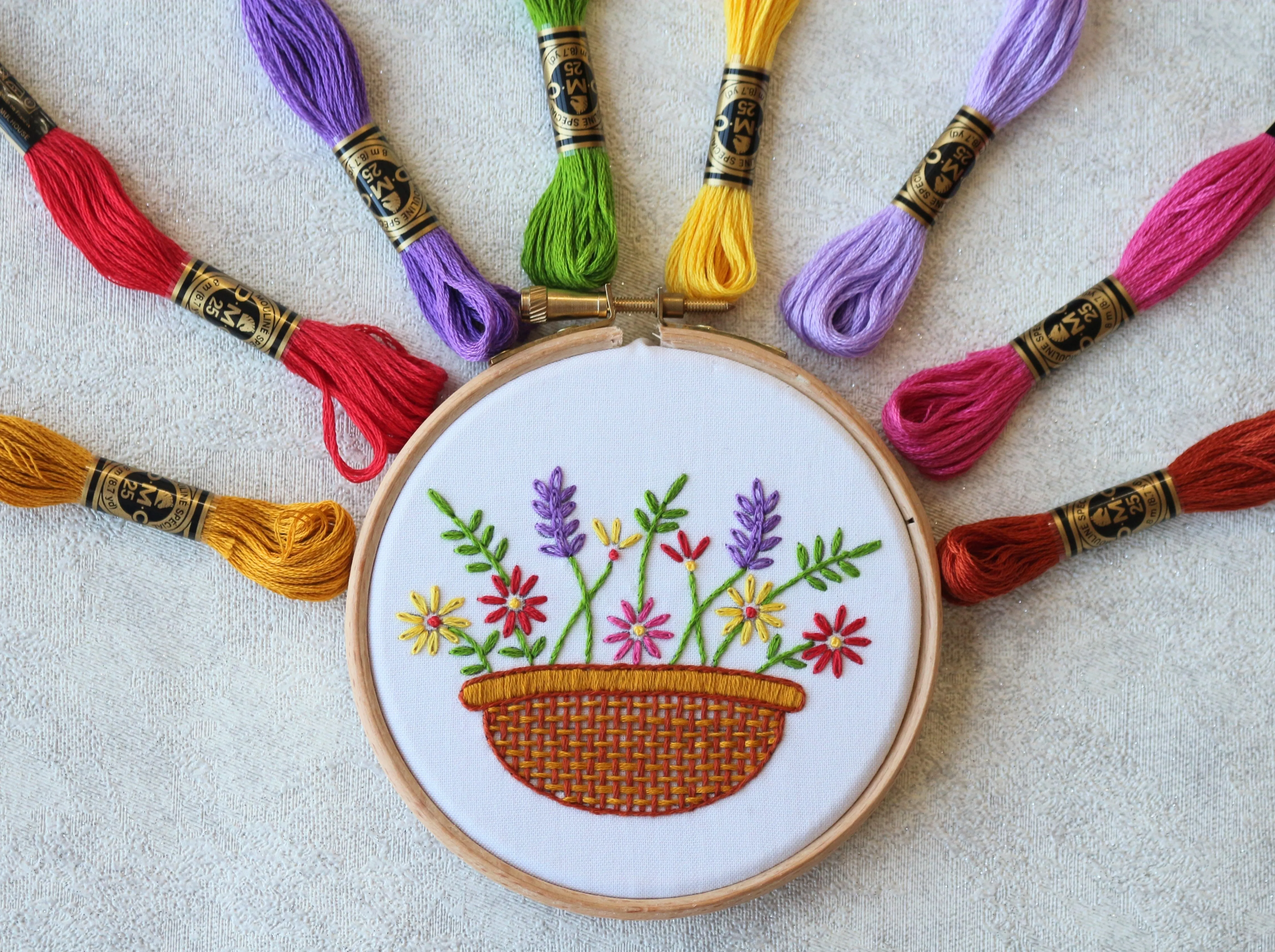 Flower Basket Embroidery Kit
