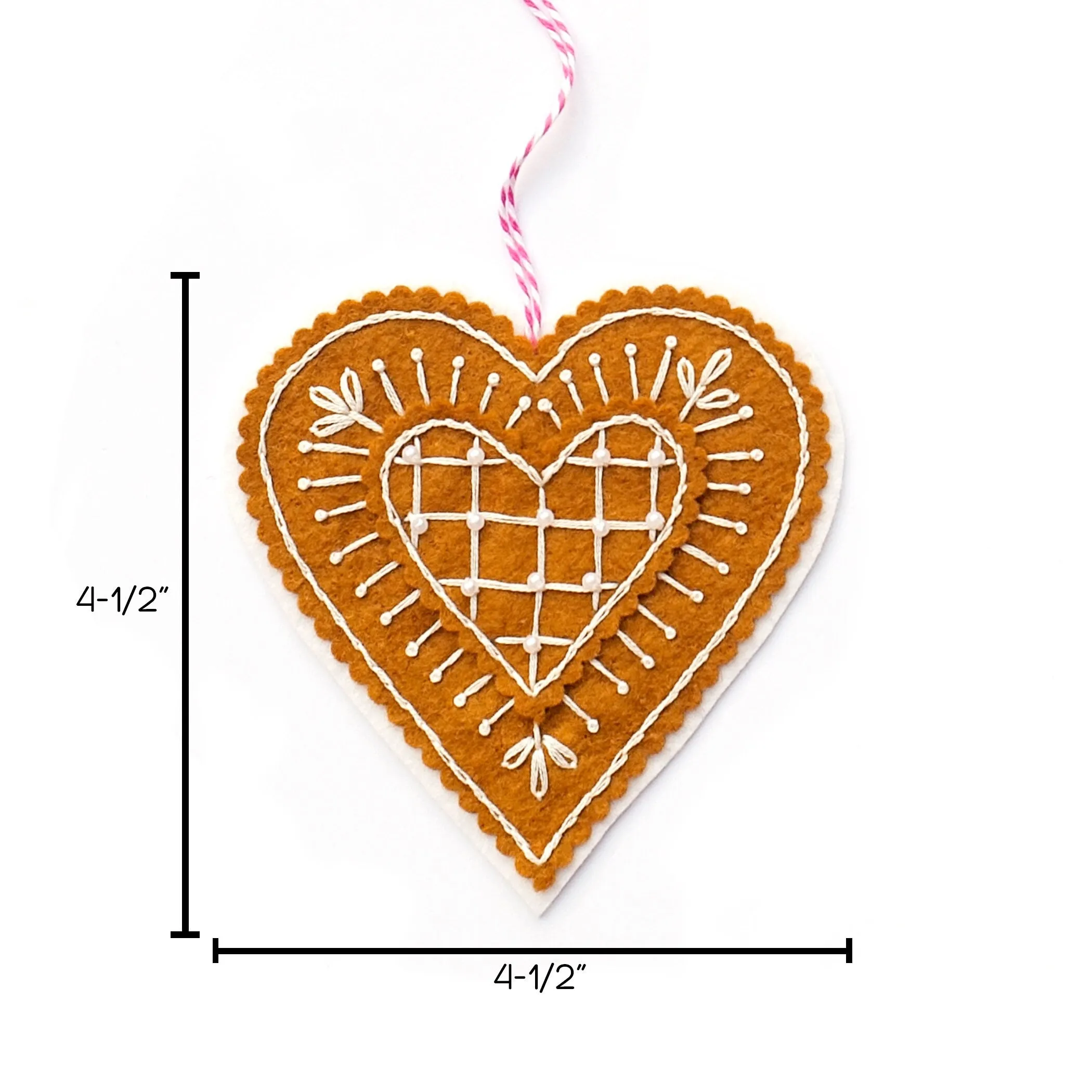 Gingerbread Snowflake and Heart Wool Felt Ornament PDF Patterns