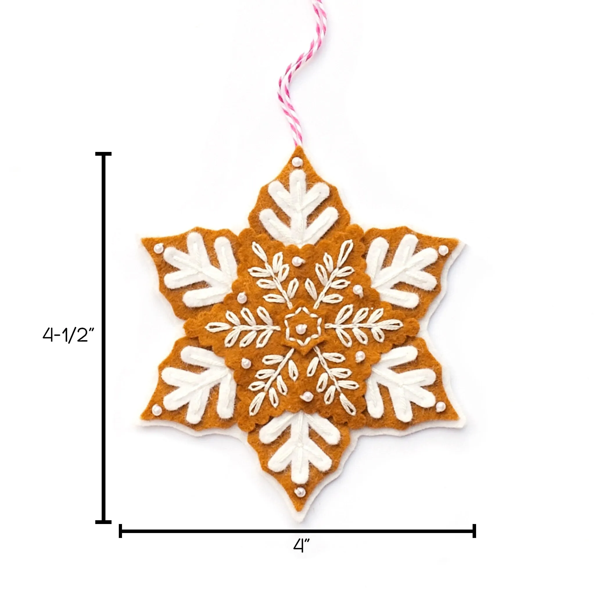 Gingerbread Snowflake and Heart Wool Felt Ornament PDF Patterns