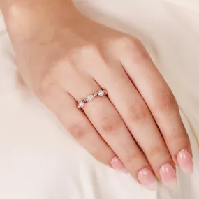 Glistening Cascade Rose Gold-Plated 925 Sterling Silver Ring (Adjustable)