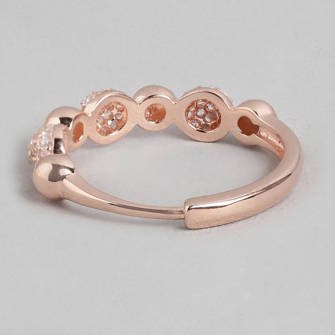 Glistening Cascade Rose Gold-Plated 925 Sterling Silver Ring (Adjustable)