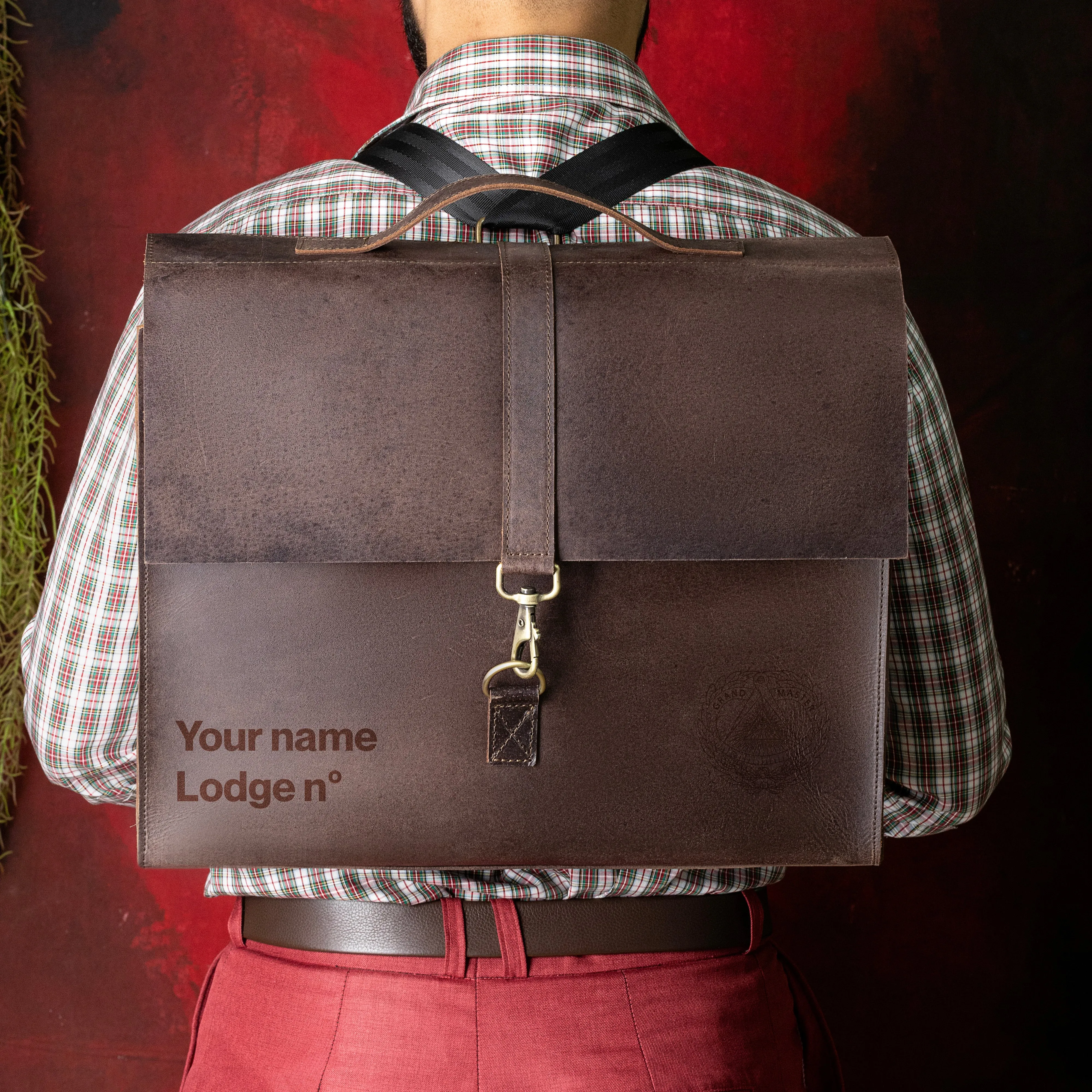 Grand Master Blue Lodge Briefcase - Genuine Cow Leather Convertible Bag