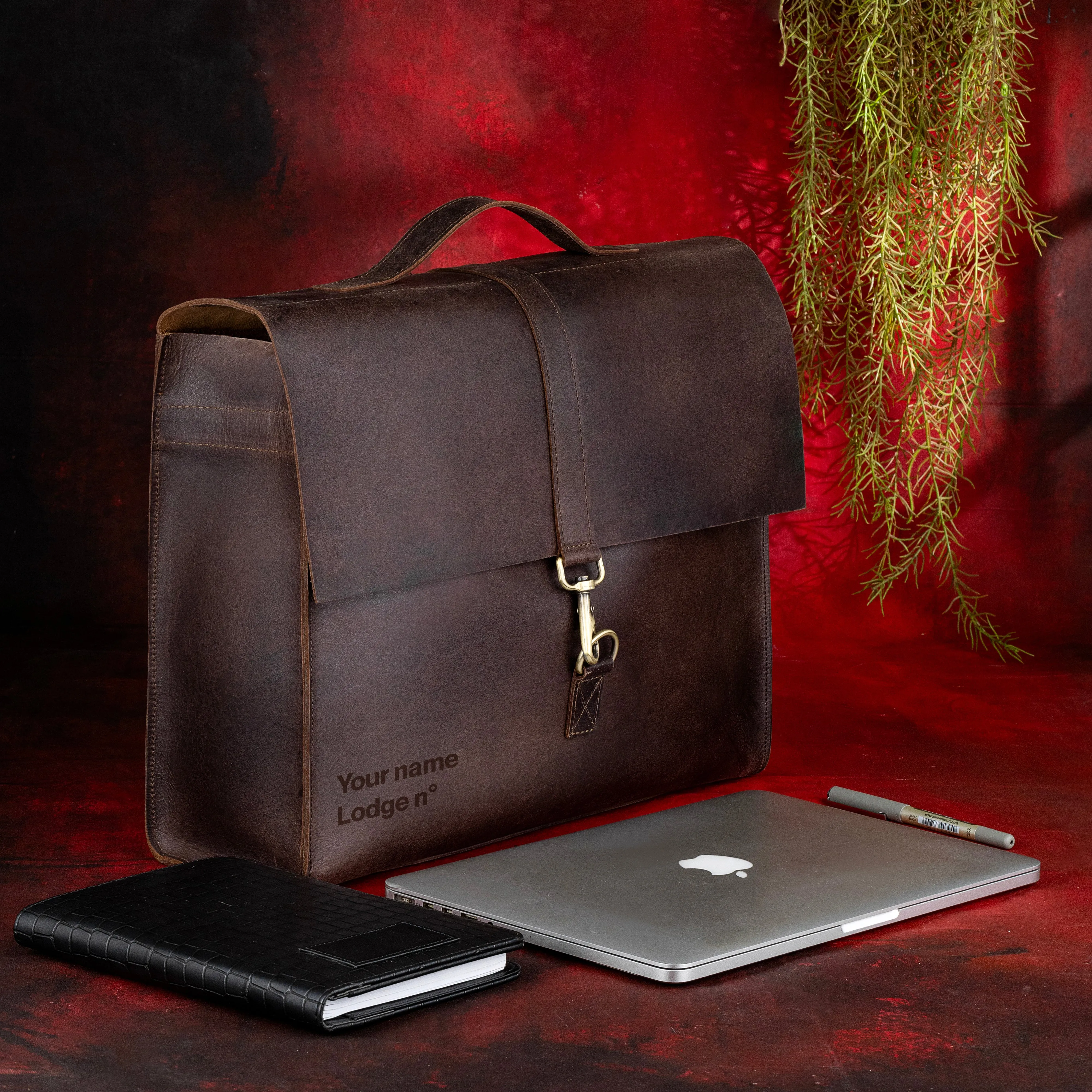 Grand Master Blue Lodge Briefcase - Genuine Cow Leather Convertible Bag