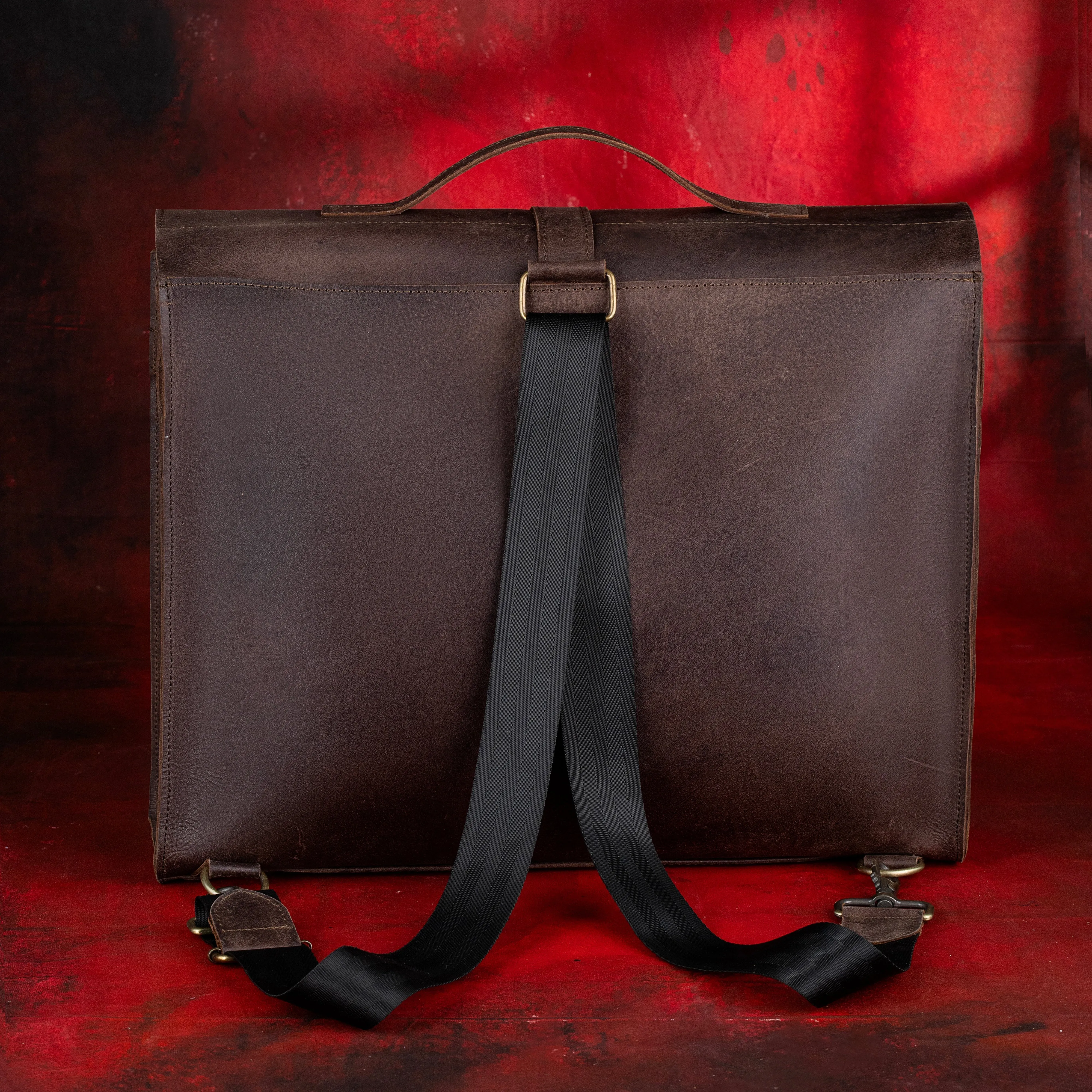 Grand Master Blue Lodge Briefcase - Genuine Cow Leather Convertible Bag