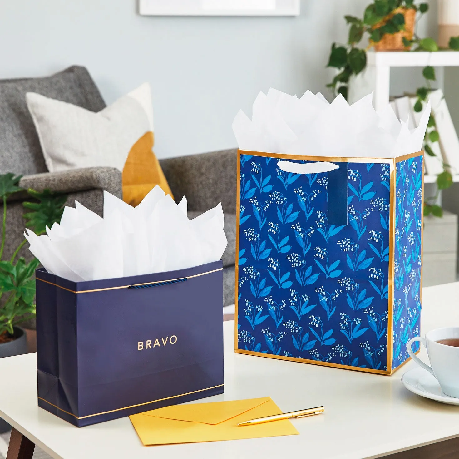 Hallmark 13'' Blue Floral Large Gift Bag