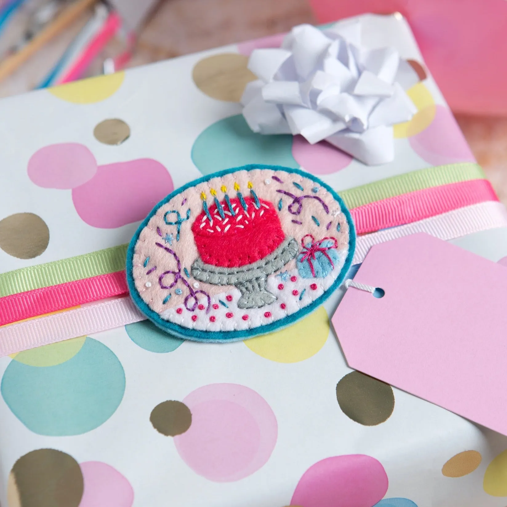 Happy Birthday Felt Craft Brooch Kit