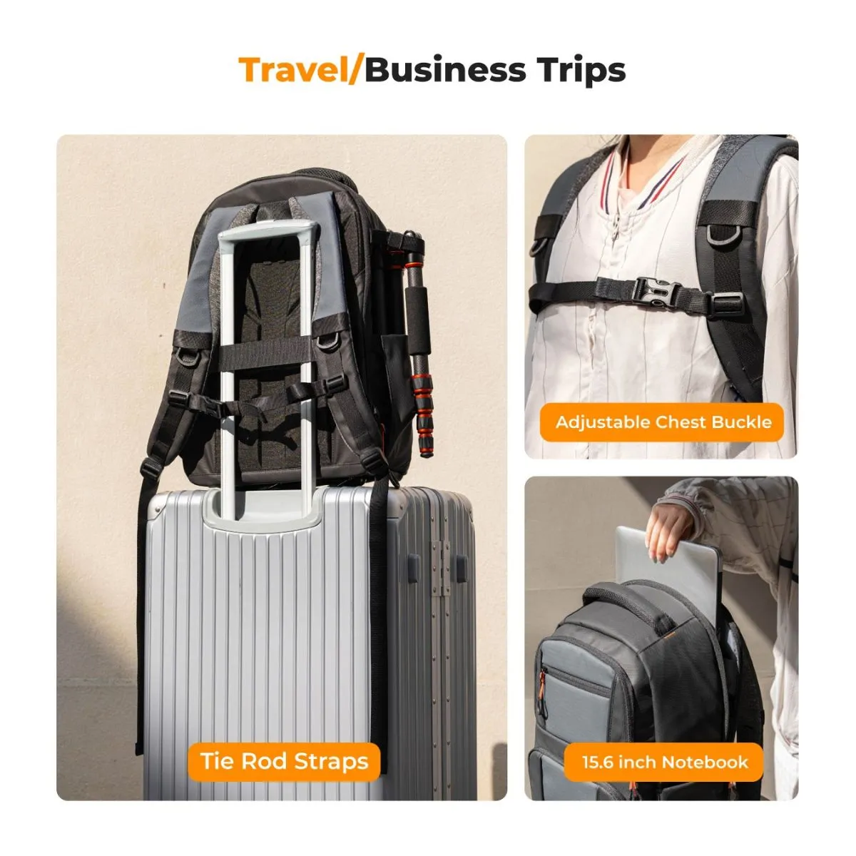 K&F Concept 30L Beta Camera Backpack V2 with 15" Laptop Compartment, Tripod Holder, Quick Side & Rear Access Pockets, Large Capacity Storage Bag for Sony Fujifilm Canon Nikon Lumix DJI, Lens, Battery, Drone, and Photography Accessories