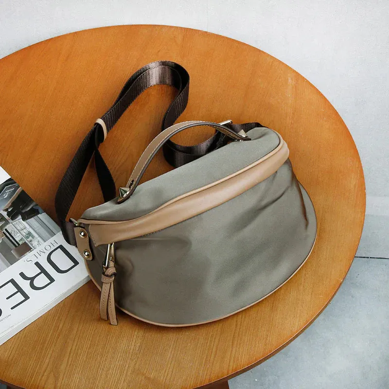 Khaki Womens Nylon Cross Chest Purses Shoulder Purse