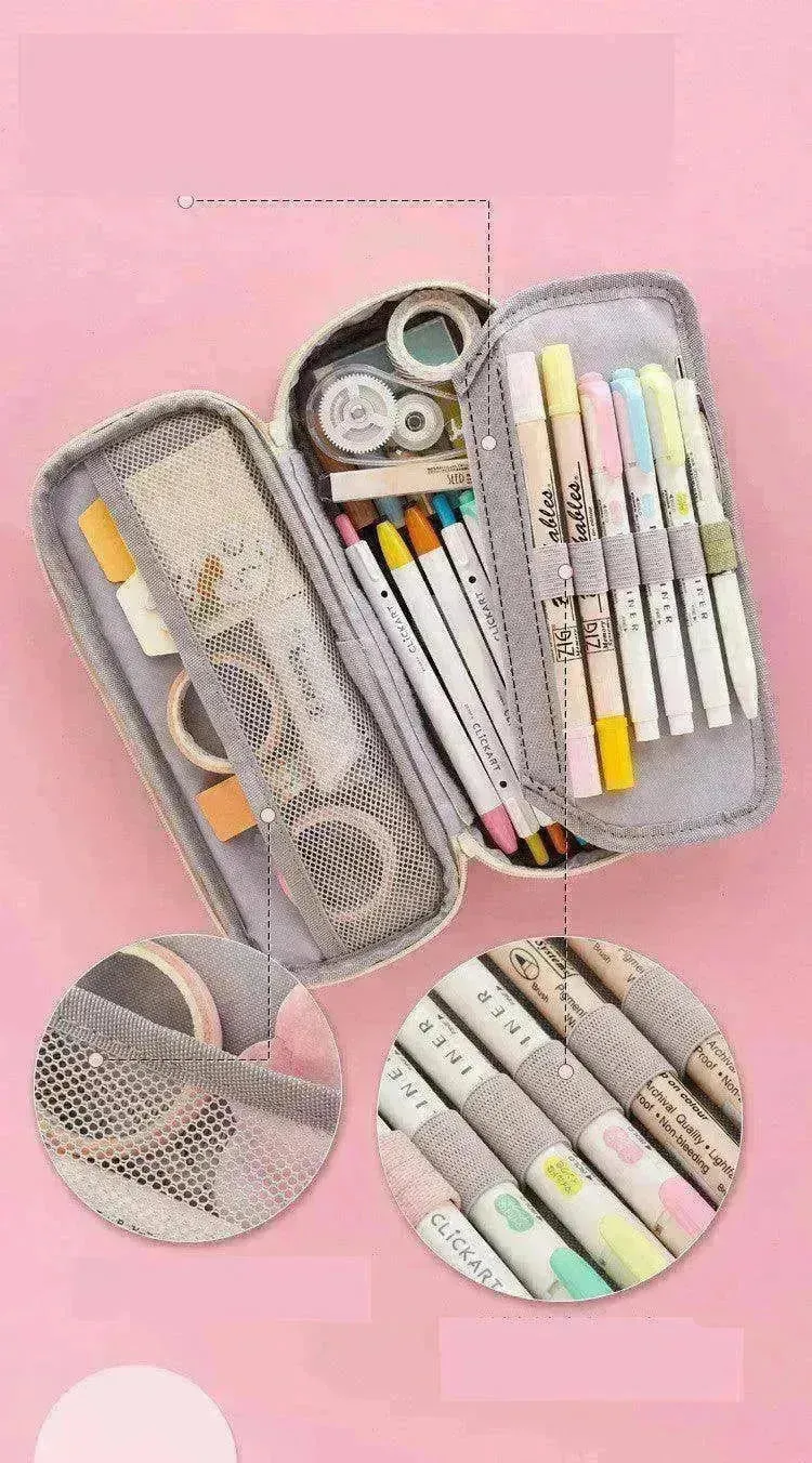 Korean Style Canvas Pencil Case for School